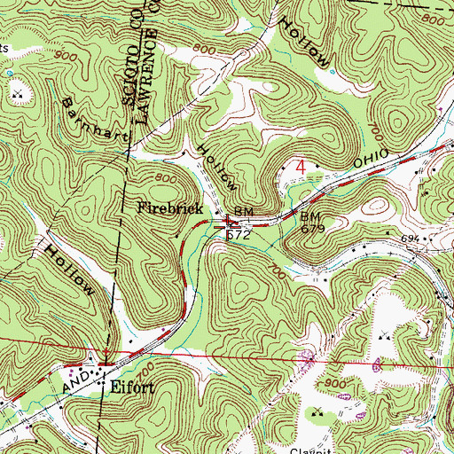 Topographic Map of Firebrick Post Office (historical), OH
