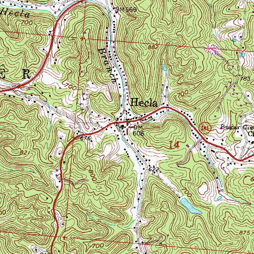 Topographic Map of Hecla Post Office (historical), OH