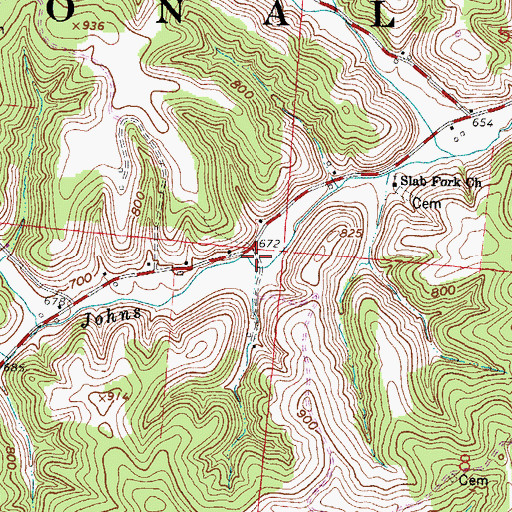 Topographic Map of Johns Creek Post Office (historical), OH