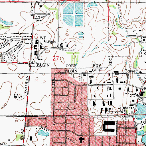 Topographic Map of Robert Sperry Park, IL
