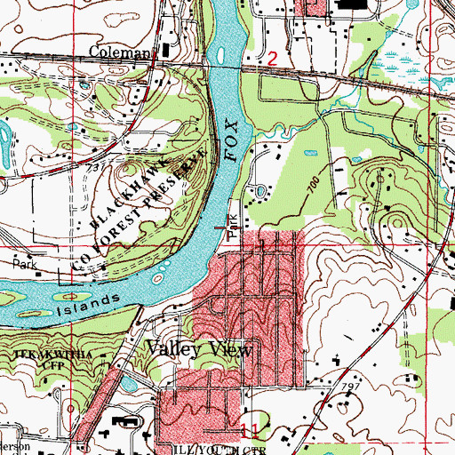 Topographic Map of Taly Park, IL