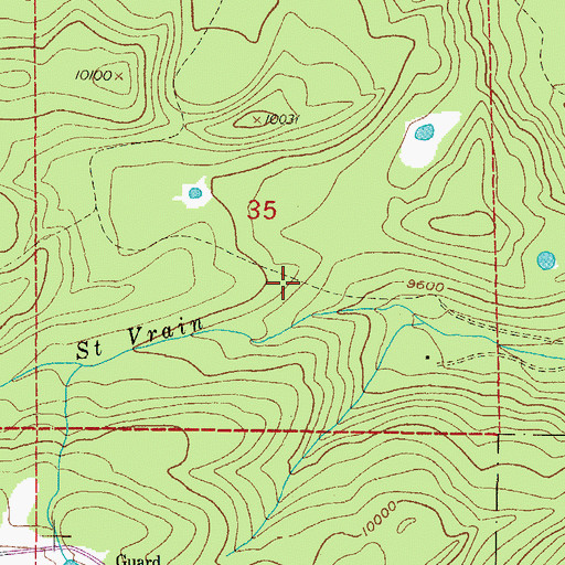 Topographic Map of South Saint Vrain Trail, CO
