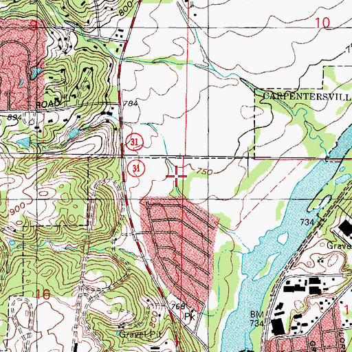 Topographic Map of Spring Hill Center Industrial Park, IL