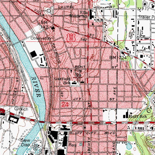 Topographic Map of Elgin Fire Barn Number 5 Museum, IL
