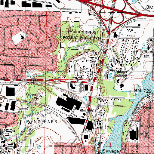 Topographic Map of Elgin Fire Department Station 2, IL