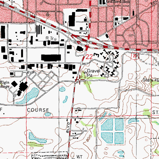 Topographic Map of Elgin Fire Department Station 4, IL