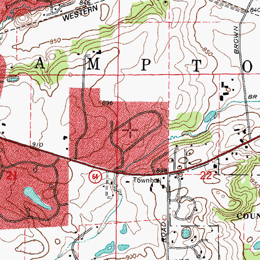 Topographic Map of Brookside, IL