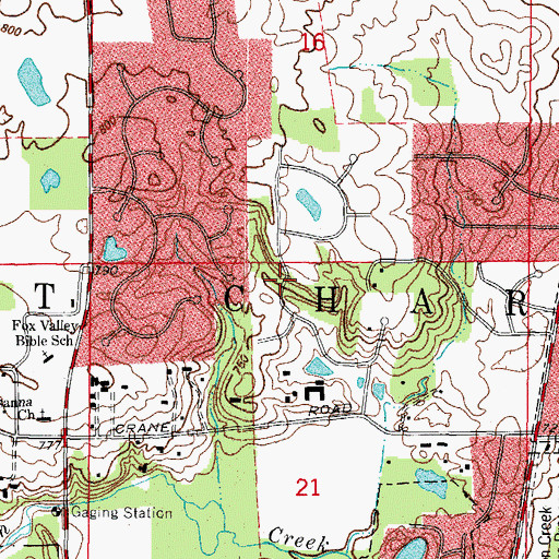 Topographic Map of Crane Road Estates, IL