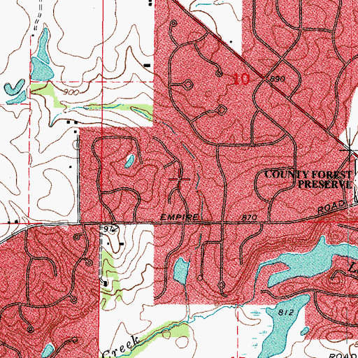 Topographic Map of Empire Hills, IL