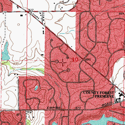 Topographic Map of Hedgerow, IL