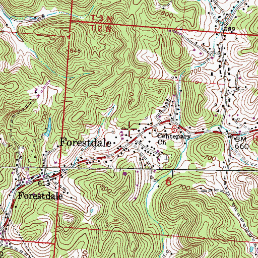 Topographic Map of Forestdale Post Office (historical), OH