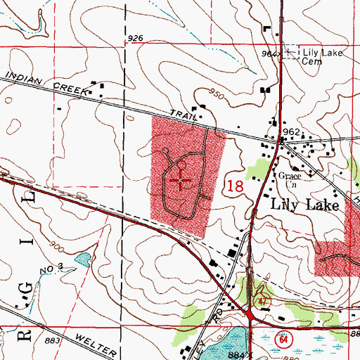 Topographic Map of Indian Creek, IL