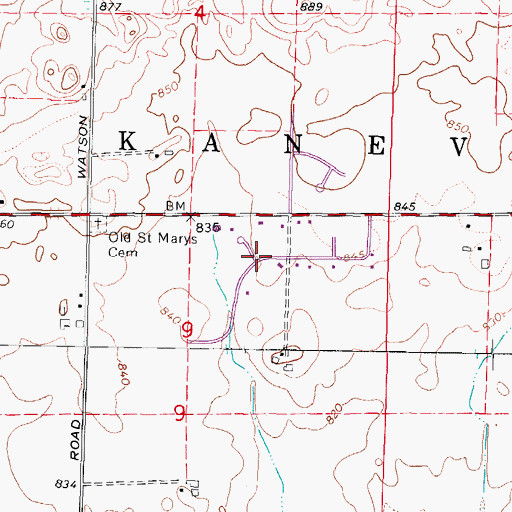Topographic Map of Kaneland Estates, IL