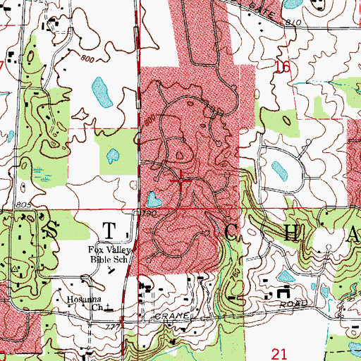 Topographic Map of Middlecreek, IL