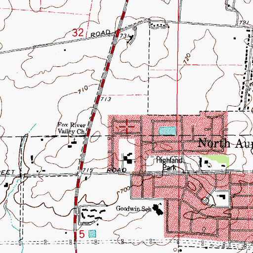 Topographic Map of Randall Hills, IL