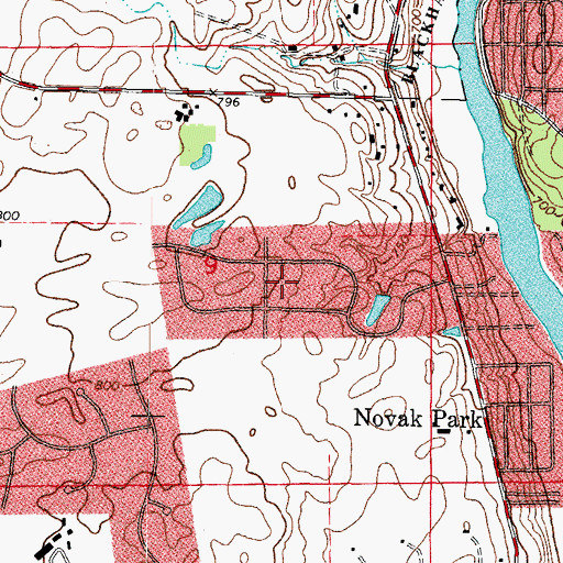 Topographic Map of River Grange Lakes, IL