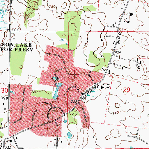 Topographic Map of Tanglewood, IL