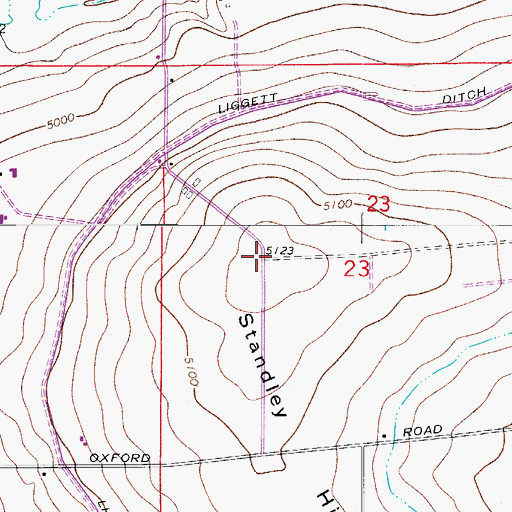 Topographic Map of Standley Hill, CO