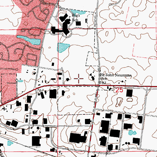 Topographic Map of Foxfield Commons Shopping Center, IL