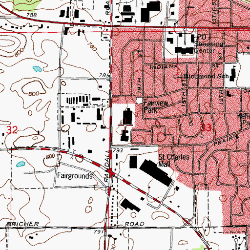 Topographic Map of Randall Plaza Shopping Center, IL