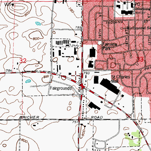 Topographic Map of Saint Charles Place Shopping Center, IL