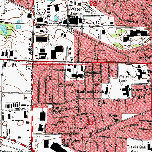 Topographic Map of Valley Shopping Center, IL