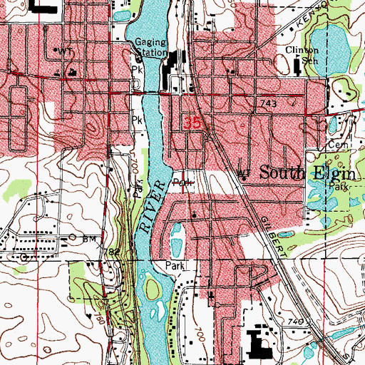 Topographic Map of Lions Park, IL