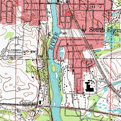 Topographic Map of Pickeral Park, IL