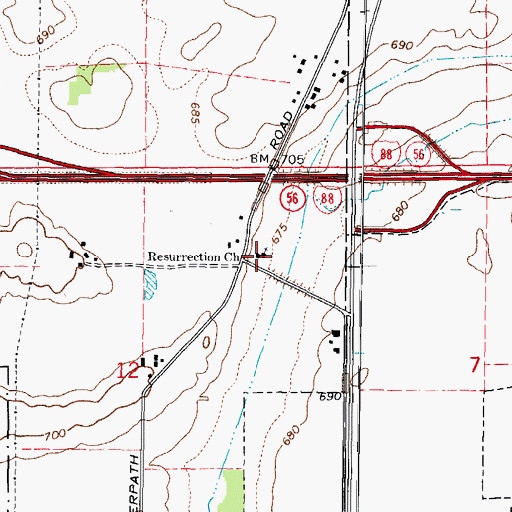 Topographic Map of Resurrection Lutheran School, IL