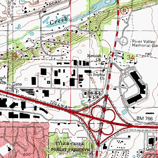 Topographic Map of Elgin Campus National - Louis University, IL