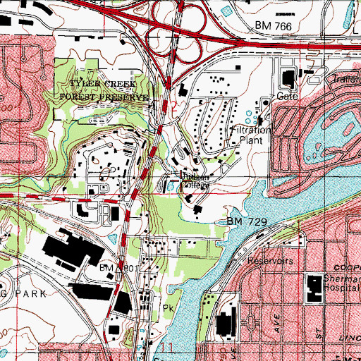 Topographic Map of Harm A Weber Administration Building, IL