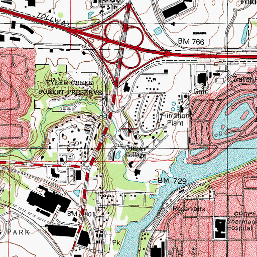 Topographic Map of Ohio Hall, IL