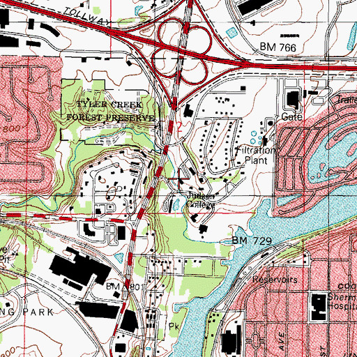 Topographic Map of Wilson Hall, IL