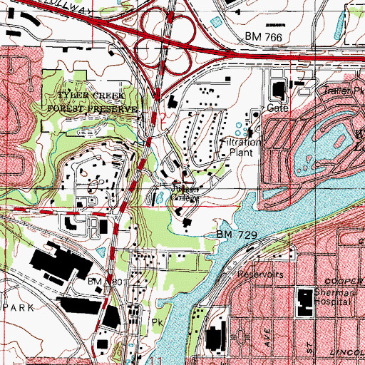 Topographic Map of Herrick Chapel, IL