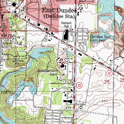Topographic Map of Santa's Village Amusement Park, IL