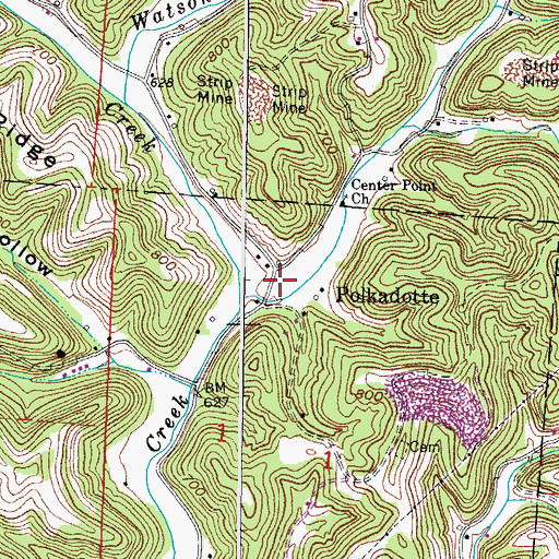 Topographic Map of Polkadotte Post Office (historical), OH