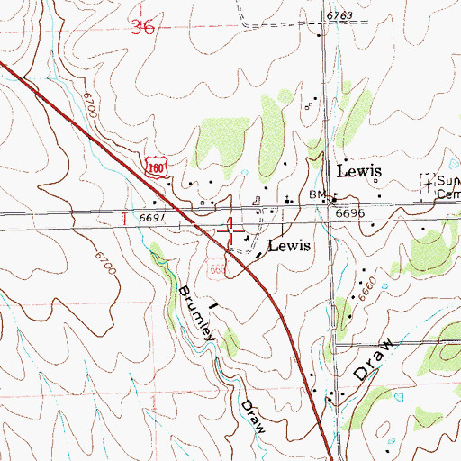Topographic Map of Lewis, CO