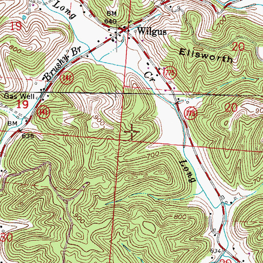 Topographic Map of Wilgus Post Office (historical), OH