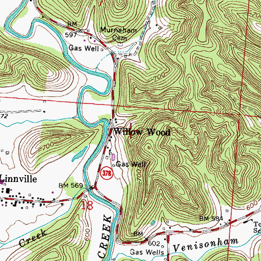 Topographic Map of Willowwood Post Office, OH