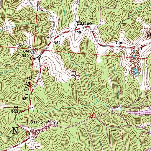 Topographic Map of Yarico Post Office (historical), OH