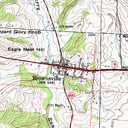 Topographic Map of Brownsville Post Office, OH