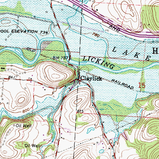 Topographic Map of Clay Lick Post Office (historical), OH
