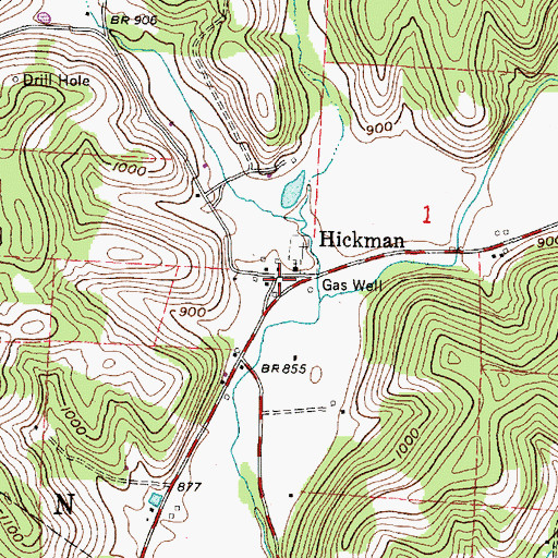 Topographic Map of Hickman Post Office (historical), OH