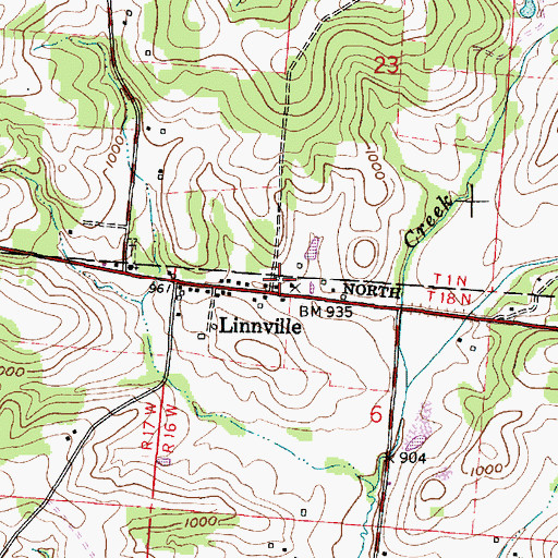 Topographic Map of Linnville Post Office (historical), OH