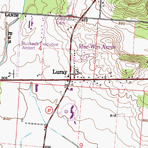 Topographic Map of Luray Post Office (historical), OH
