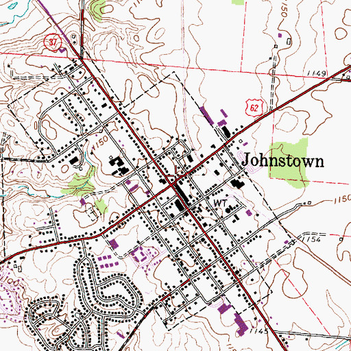 Topographic Map of Johnstown Post Office, OH