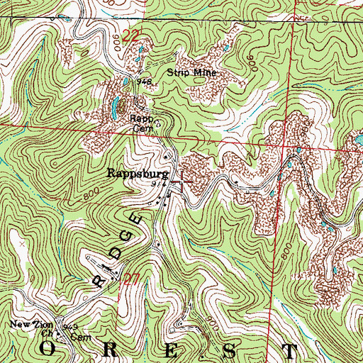 Topographic Map of Rappsburg Post Office (historical), OH