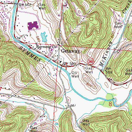 Topographic Map of Getaway Post Office (historical), OH