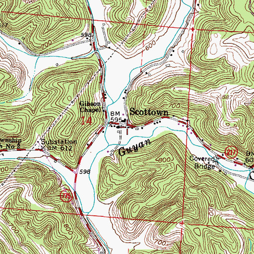 Topographic Map of Scottown Post Office, OH
