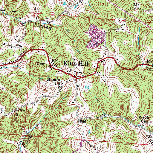 Topographic Map of Kitts Hill Post Office, OH